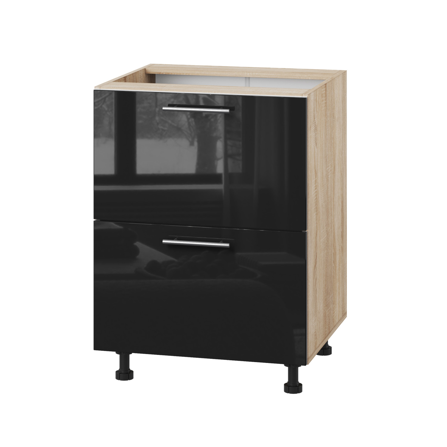 Корпус Стандарт дуб сонома, фасад Стандарт чорний глянець 120.SM-60x72x52