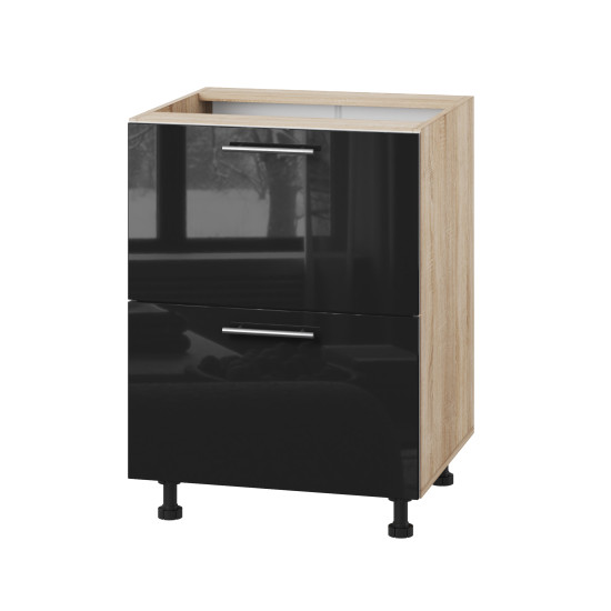 Корпус Стандарт дуб сонома, фасад Стандарт чорний глянець 120.SM-60x72x52