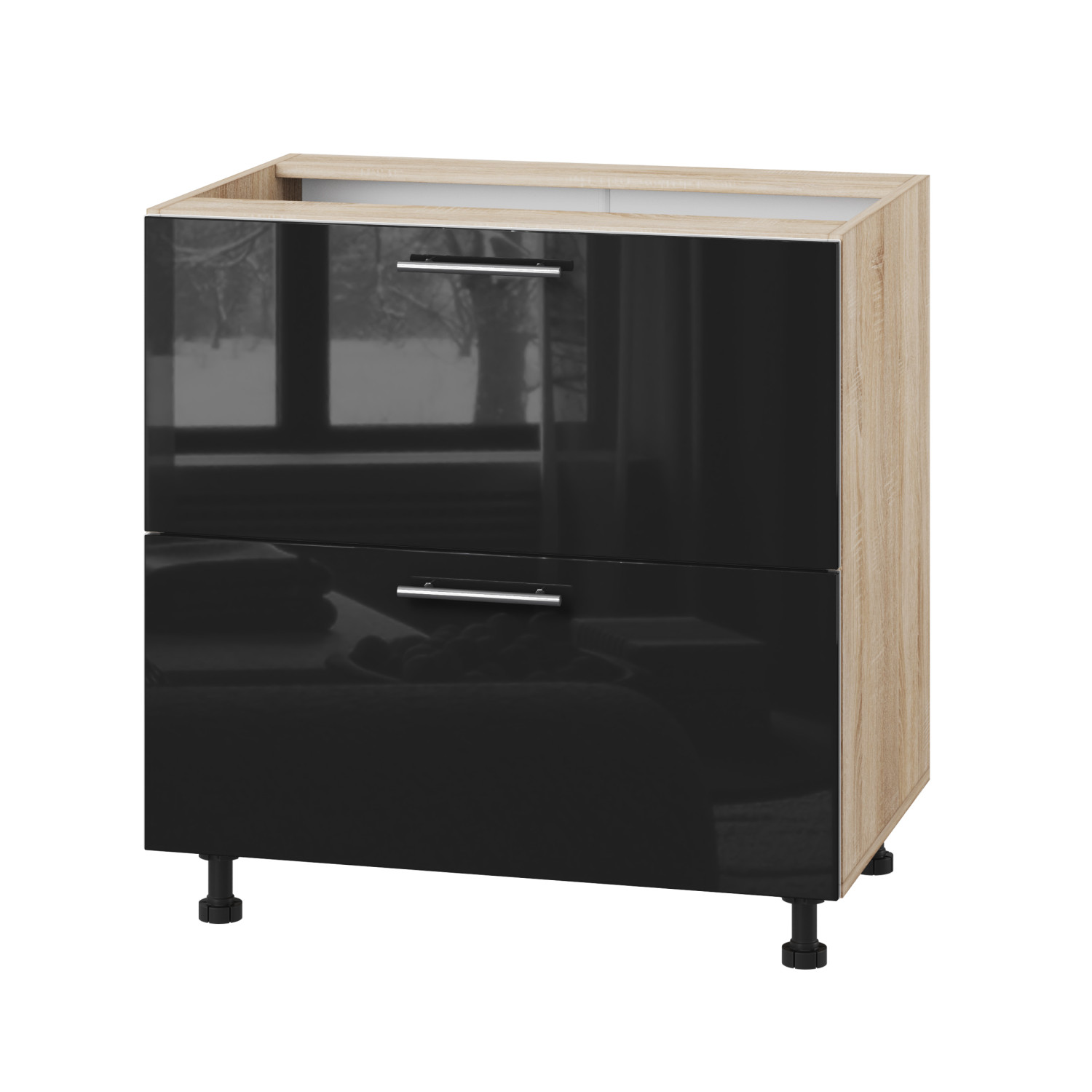 Корпус Стандарт дуб сонома, фасад Стандарт чорний глянець 120.SM-80x72x52