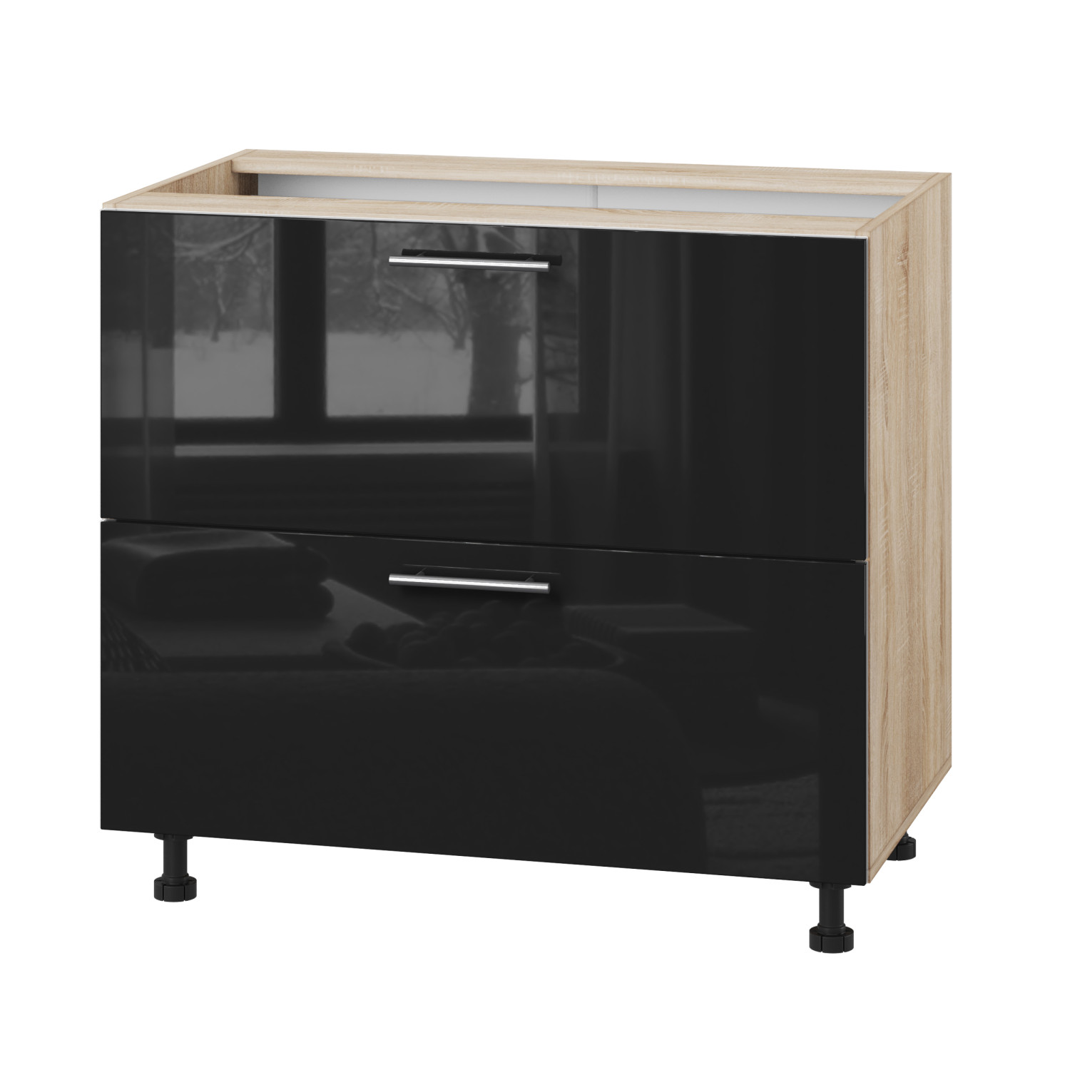 Корпус Стандарт дуб сонома, фасад Стандарт чорний глянець 123.SM-90x72x52