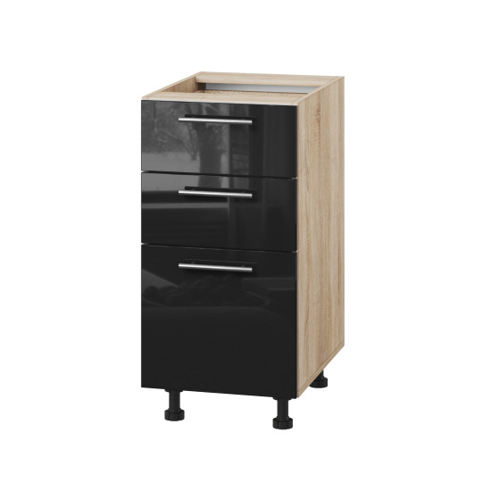 Корпус Стандарт дуб сонома, фасад Стандарт чорний глянець 130.SM 40х72х52