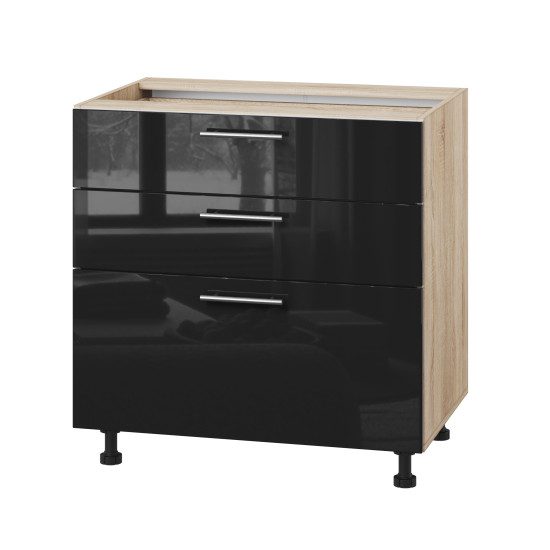 Корпус Стандарт дуб сонома, фасад Стандарт чорний глянець 130.SM 80х72х52