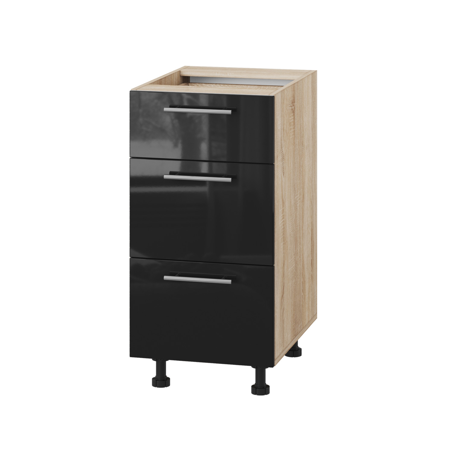 Корпус Стандарт дуб сонома, фасад Стандарт чорний глянец 131Q. 40х72х52