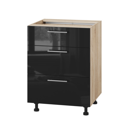 Корпус Стандарт дуб сонома, фасад Стандарт чорний глянець 131Q. 60х72х52