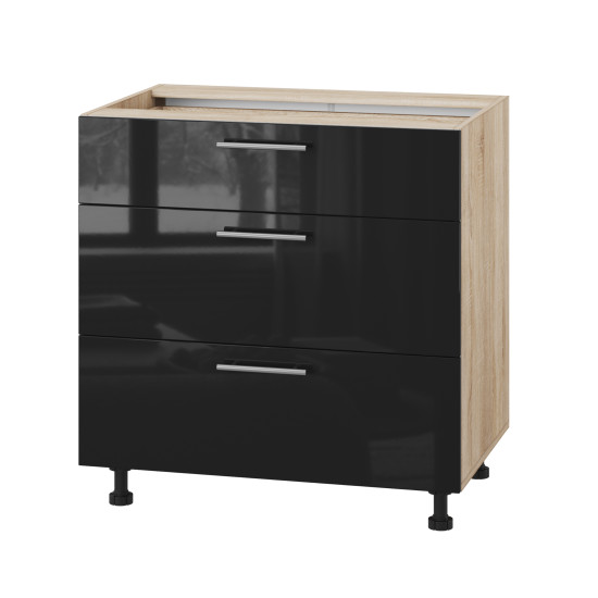 Корпус Стандарт дуб сонома, фасад Стандарт чорний глянець 131Q. 80х72х52