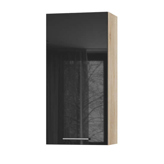 Корпус Стандарт дуб сонома, фасад Стандарт чорний глянець L301 45х93х30