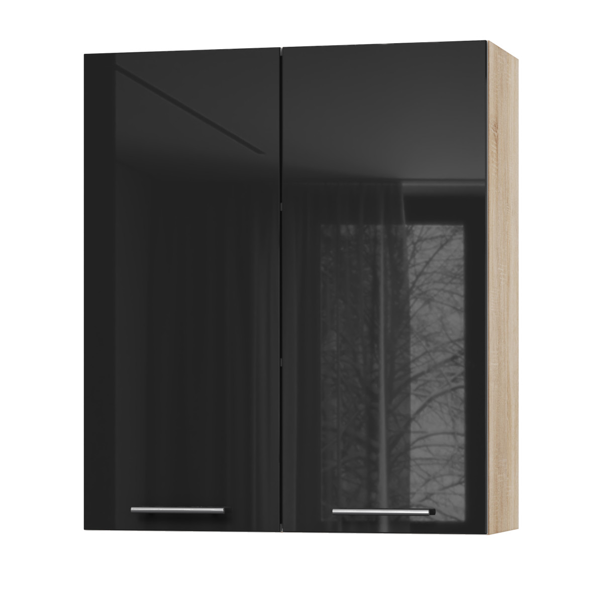 Корпус Стандарт дуб сонома, фасад Стандарт чорний глянець L302 80х93х30
