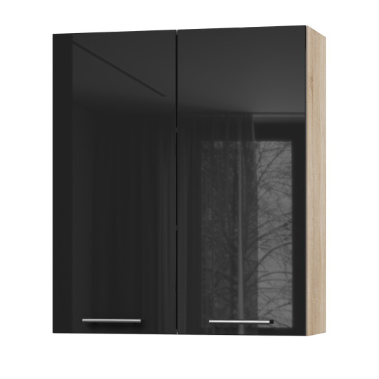 Корпус Стандарт дуб сонома, фасад Стандарт чорний глянець L302 80х93х30
