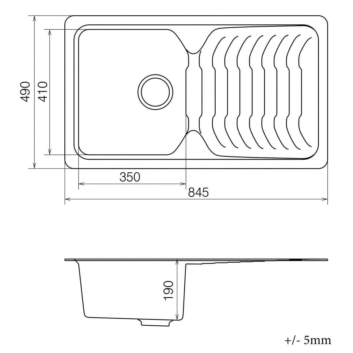 Кухонна мийка VANKOR Sigma SMP 02.85 Black + сифон VANKOR