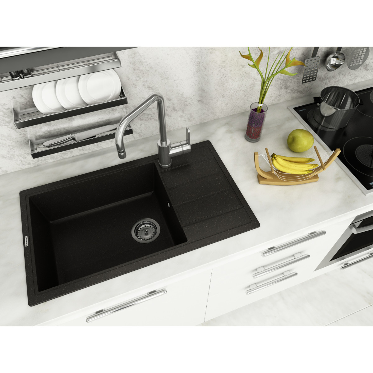 Кухонна мийка VANKOR Easy EMP 02.76 XL Black + сифон VANKOR