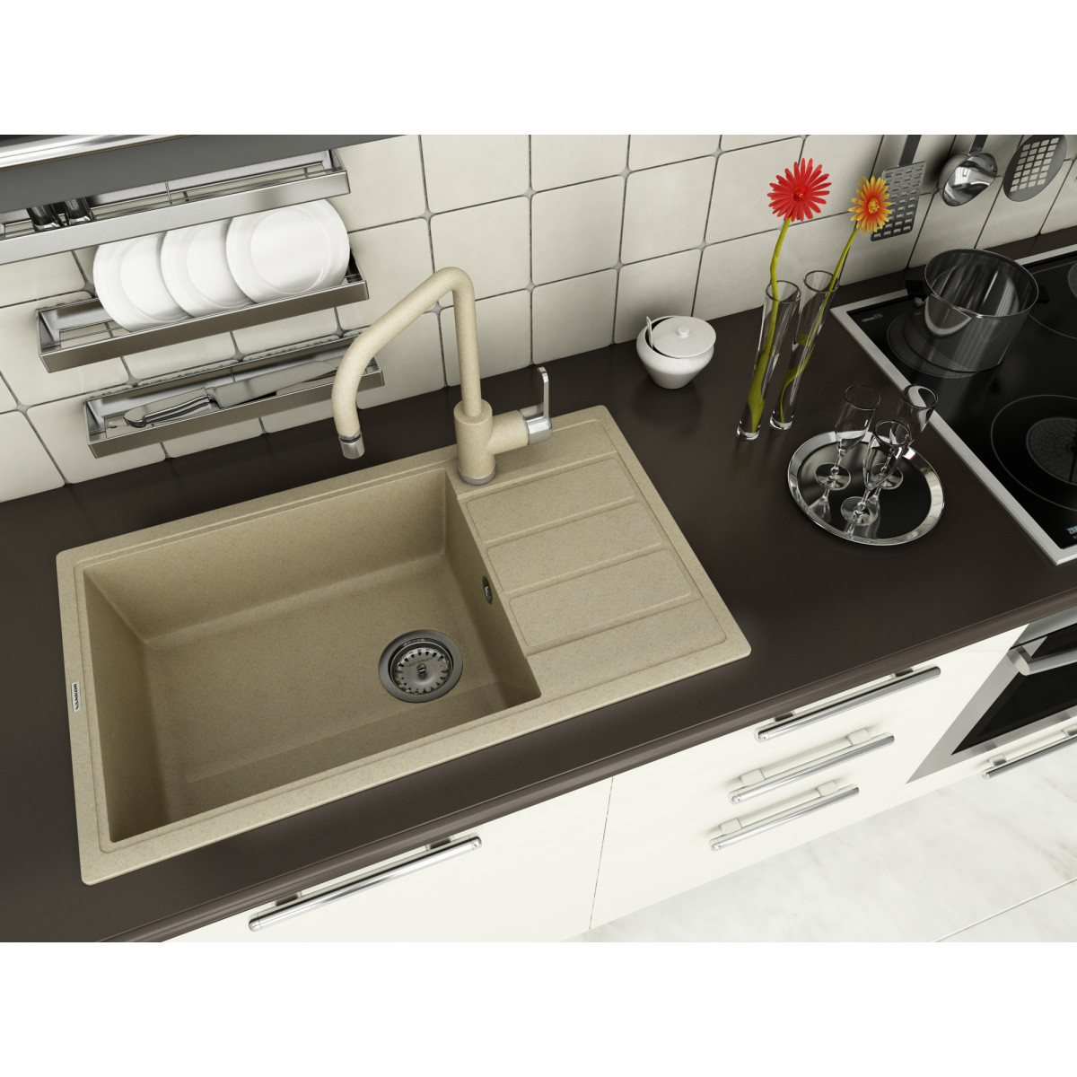 Кухонна мийка VANKOR Easy EMP 02.76 XL Safari + сифон VANKOR