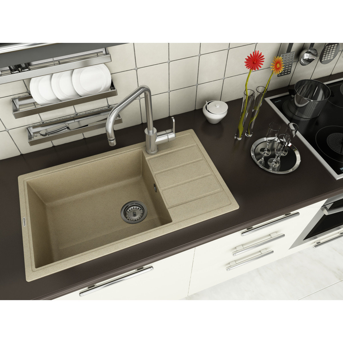 Кухонна мийка VANKOR Easy EMP 02.76 XL Safari + сифон VANKOR
