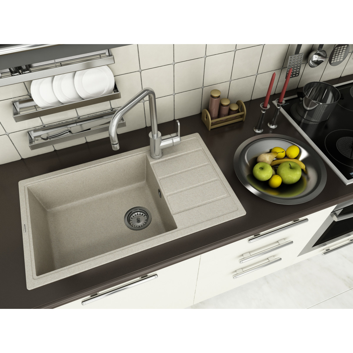 Кухонна мийка VANKOR Easy EMP 02.76 XL Terra + сифон VANKOR